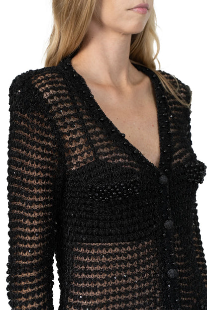Cardigan Preto Detalhe Carol Bassi