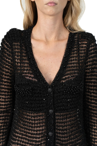 Cardigan Preto Detalhe Carol Bassi