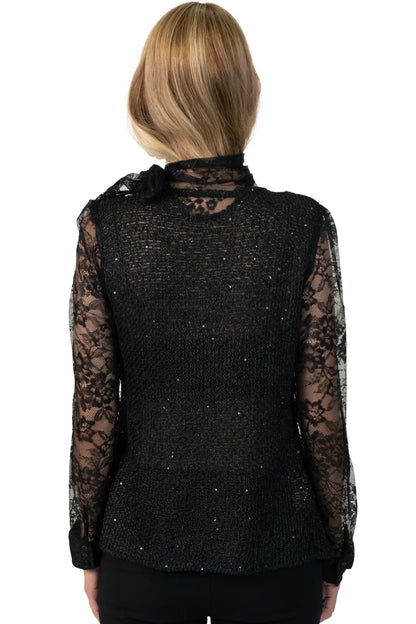 Camisa Preta Renda Carol Bassi