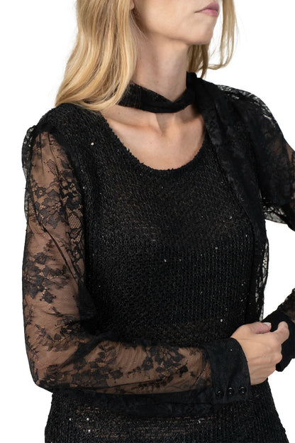 Camisa Preta Renda Carol Bassi