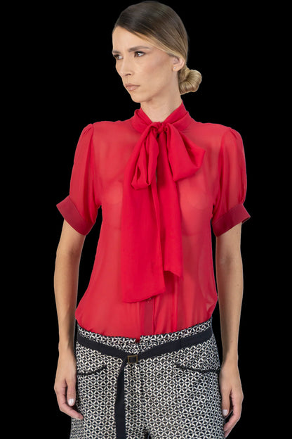 Camisa Vermelha Laço Carol Bassi