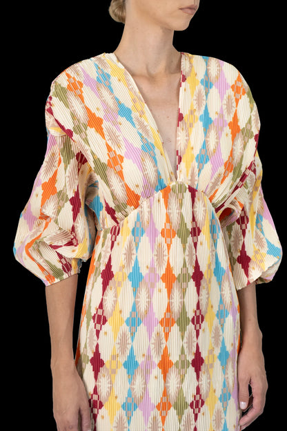 Vestido Color Plissado Garimpo Adda
