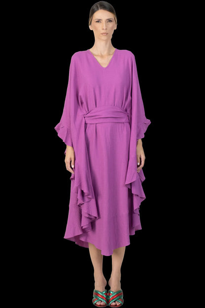 Vestido Roxo Babado Garimpo Adda