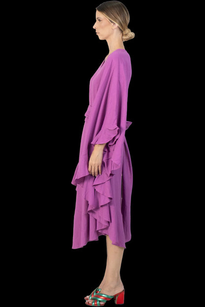 Vestido Roxo Babado Garimpo Adda