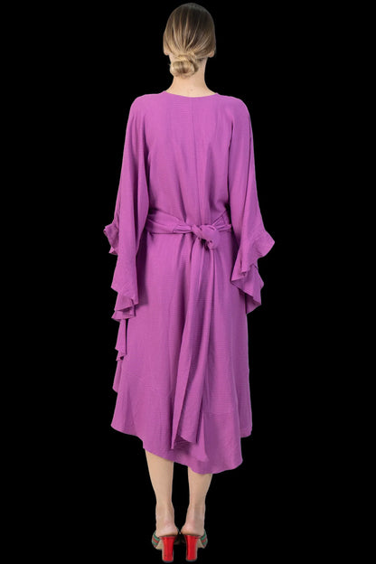 Vestido Roxo Babado Garimpo Adda