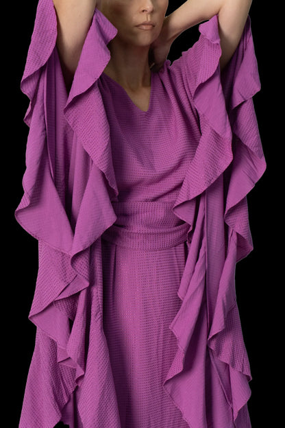 Vestido Roxo Babado Garimpo Adda