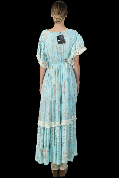 Vestido Azul Detalhe Garimpo Adda