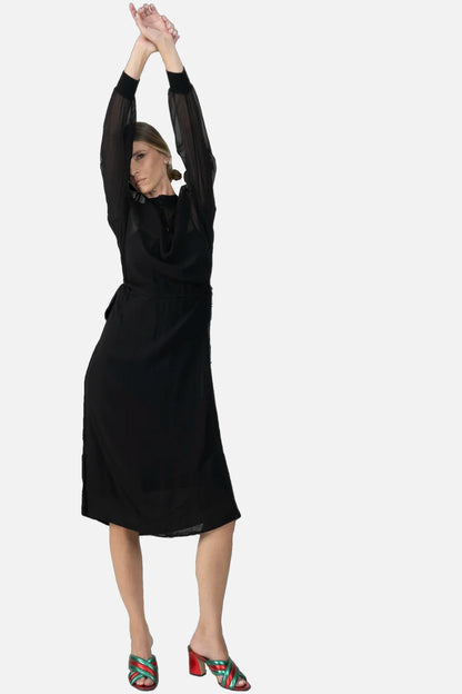 Vestido Preto Textura Garimpo Adda
