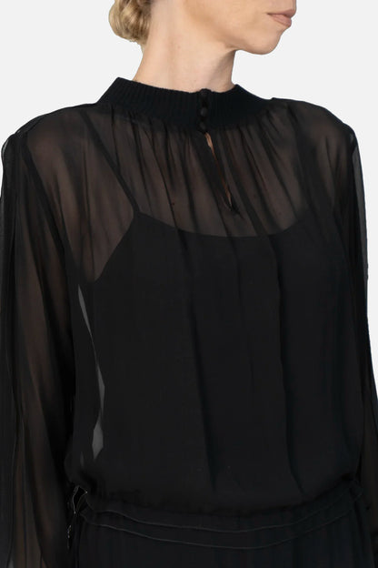 Vestido Preto Textura Garimpo Adda