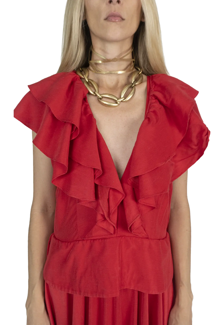 Vestido Vermelho Detalhe