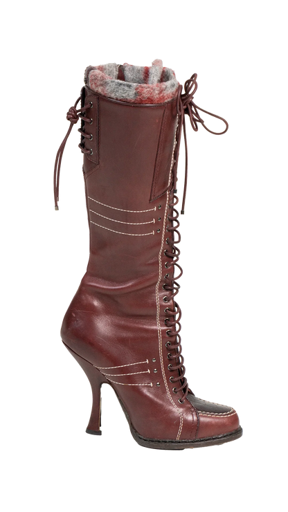 Bota Vermelha Couro Christian Dior