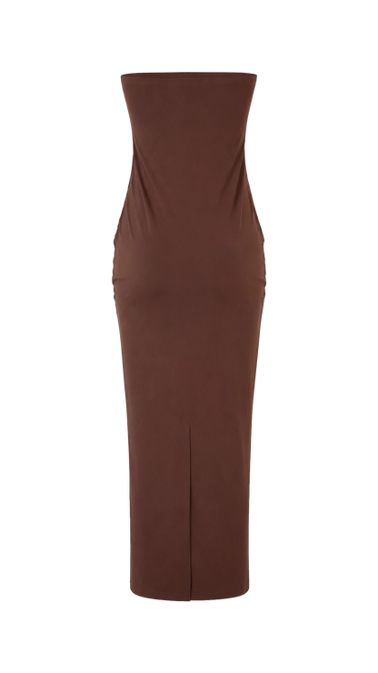 VESTIDO MARROM BORRACHADO Zara