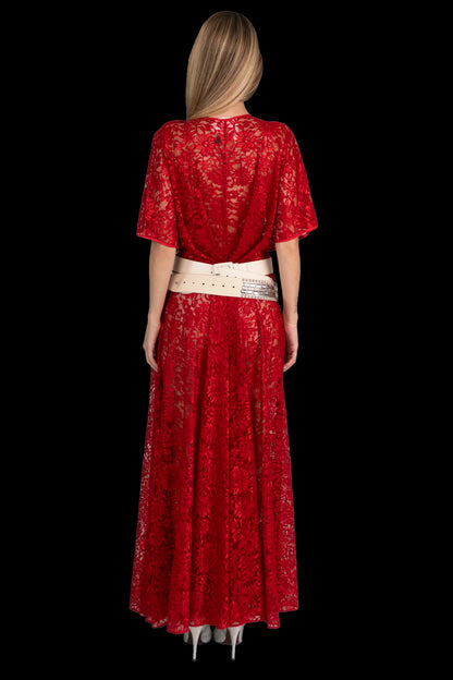 Vestido Vermelho Renda Helo Rocha
