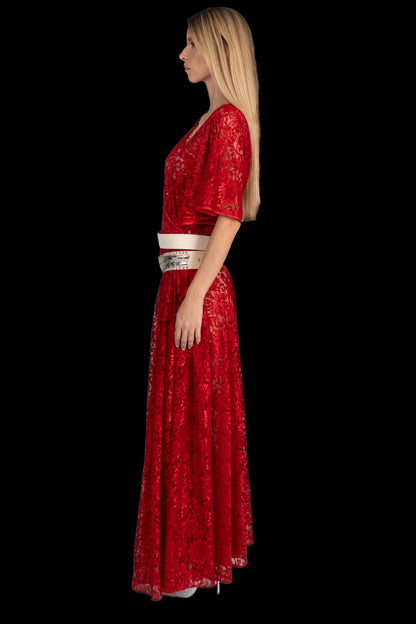 Vestido Vermelho Renda Helo Rocha