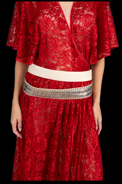 Vestido Vermelho Renda Helo Rocha