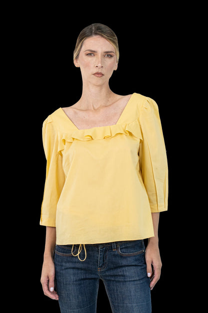 Blusa Amarela Babado Lita Mortari