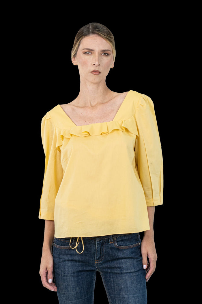 Blusa Amarela Babado Blusa Lita Mortari