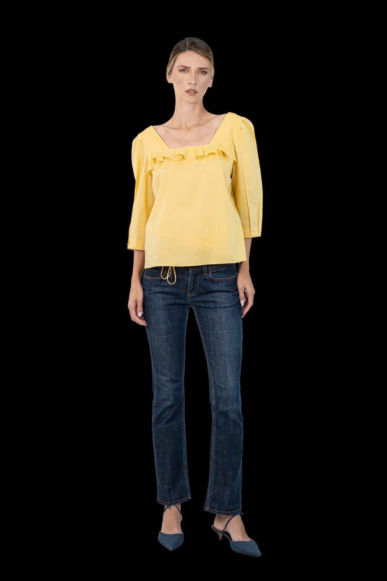 Blusa Amarela Babado Blusa Lita Mortari