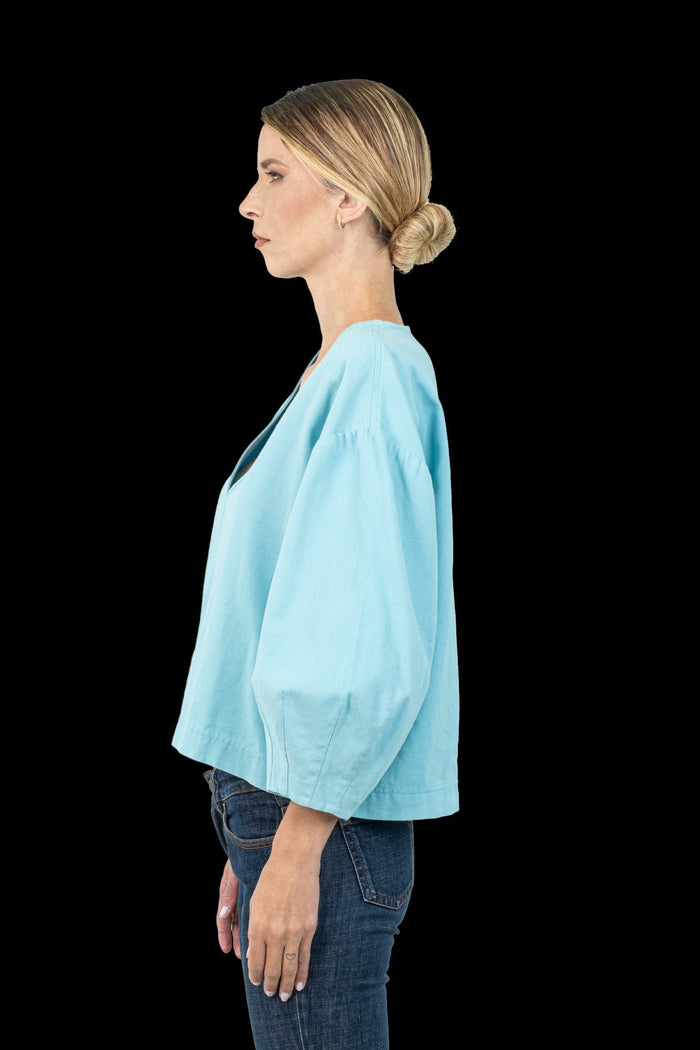 Blusa Azul Bufante Blusa TalieNk