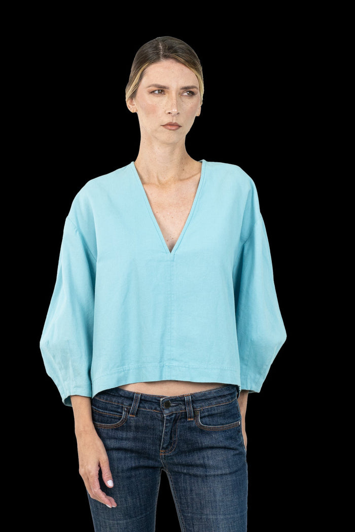 Blusa Azul Bufante Blusa TalieNk