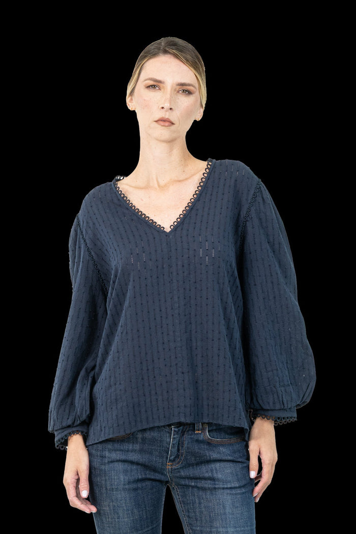 Blusa Azul Detalhe Blusa MIXED