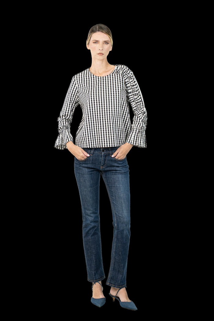 Blusa Bicolor Xadrez Blusa Garimpo Adda