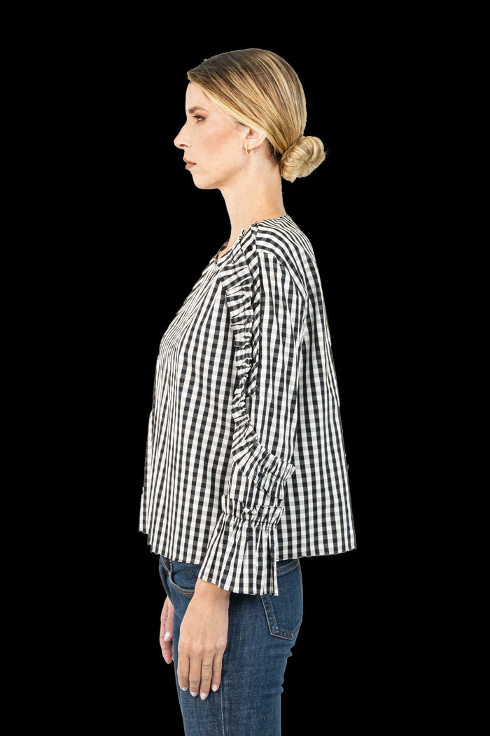 Blusa Bicolor Xadrez Blusa Garimpo Adda