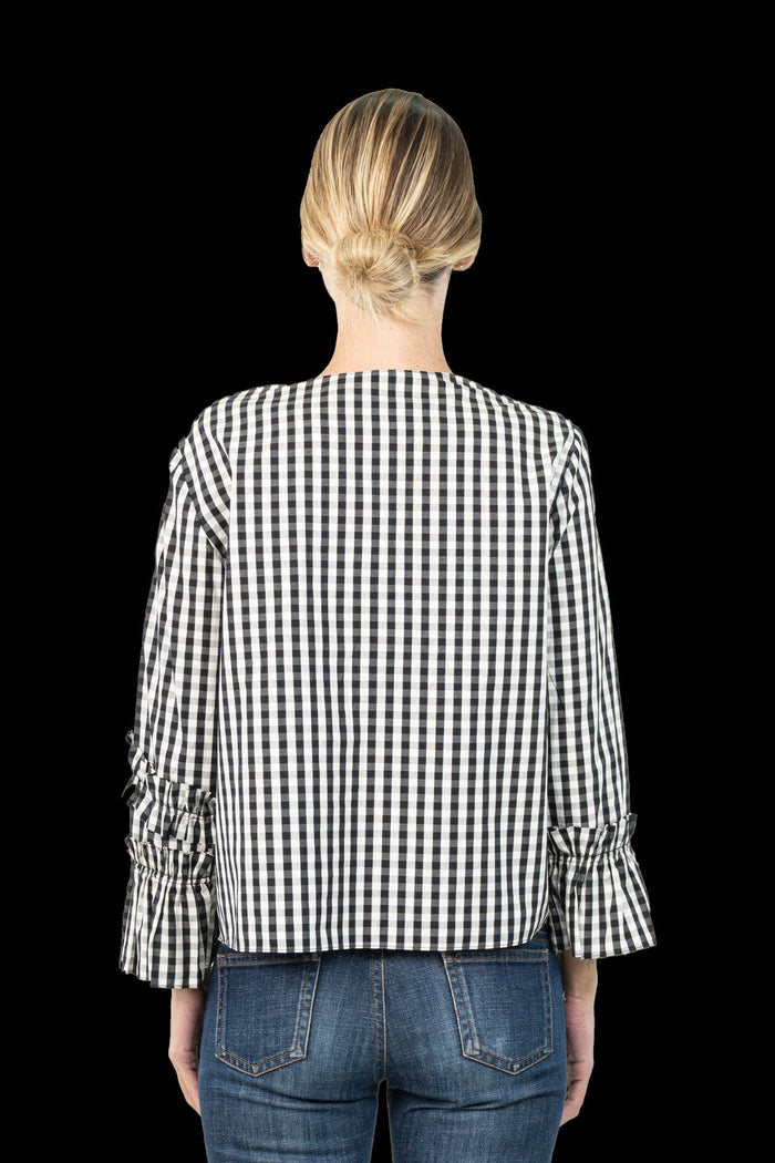 Blusa Bicolor Xadrez Blusa Garimpo Adda