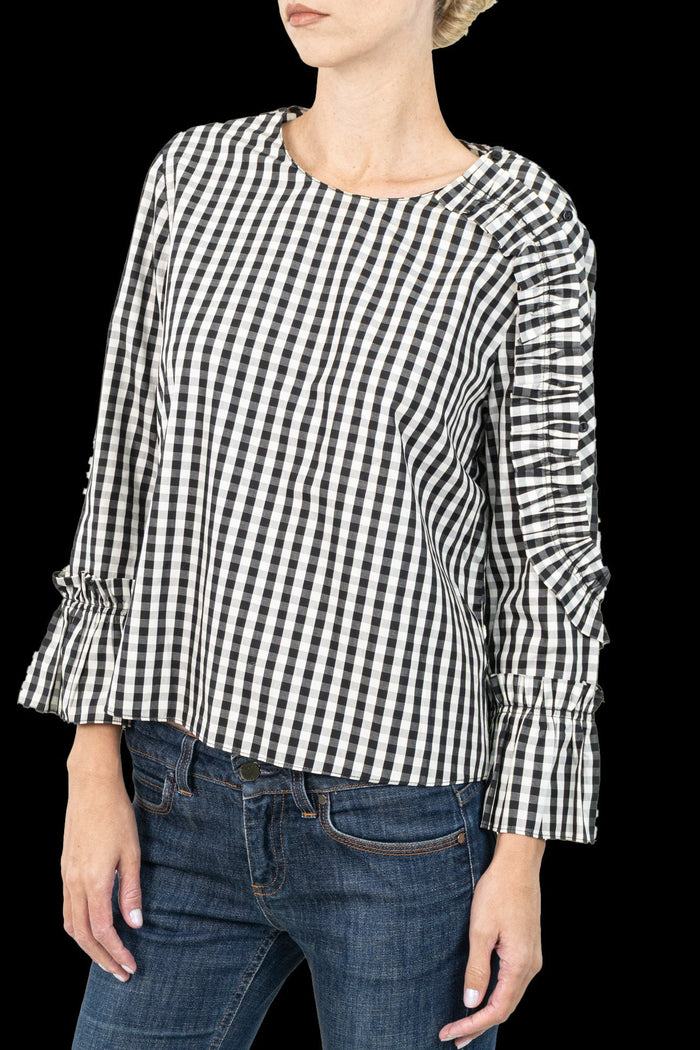 Blusa Bicolor Xadrez Blusa Garimpo Adda