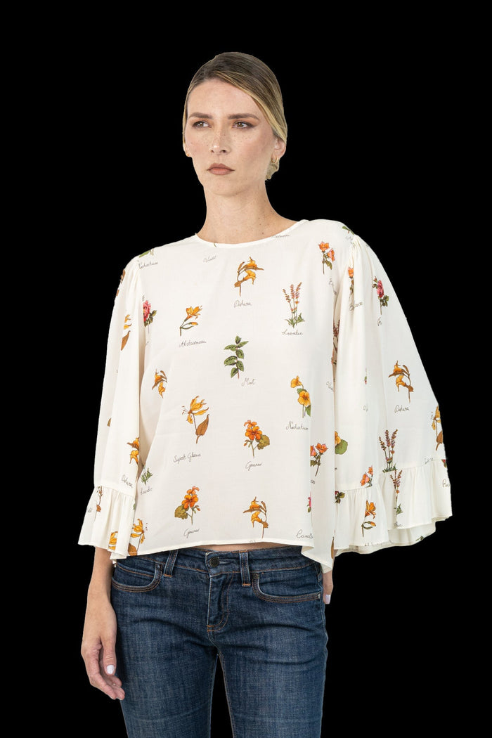 Blusa Branca Floral Blusa Garimpo Adda