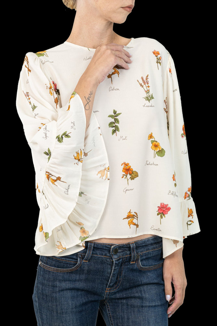 Blusa Branca Floral Blusa Garimpo Adda