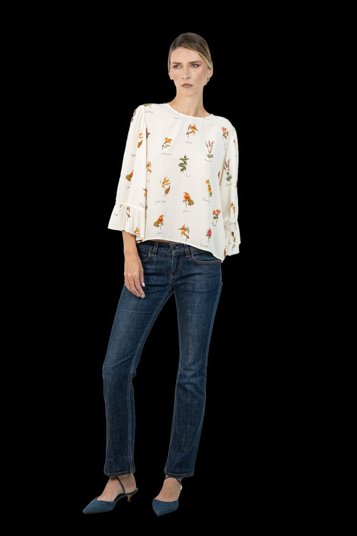 Blusa Branca Floral Blusa Garimpo Adda