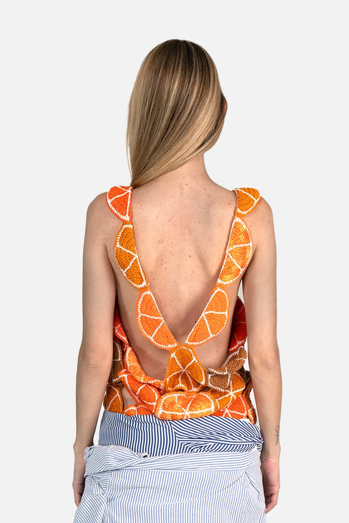 Blusa Laranja Crochê blusa ONG VALADARES