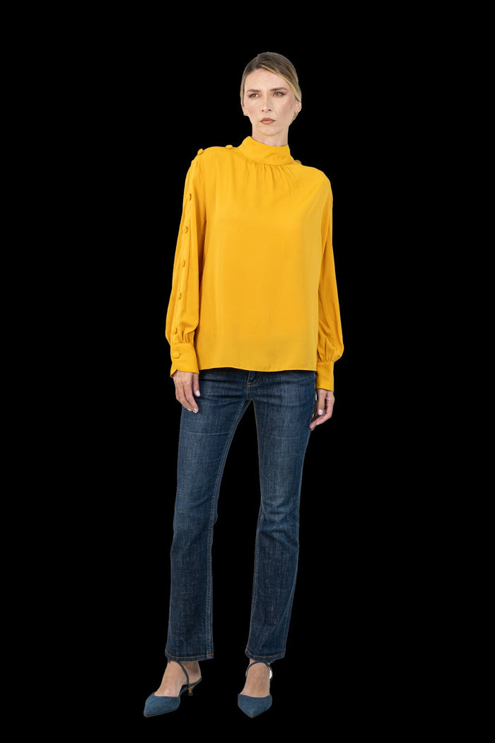 Blusa Mostarda Botões Blusa Amissima