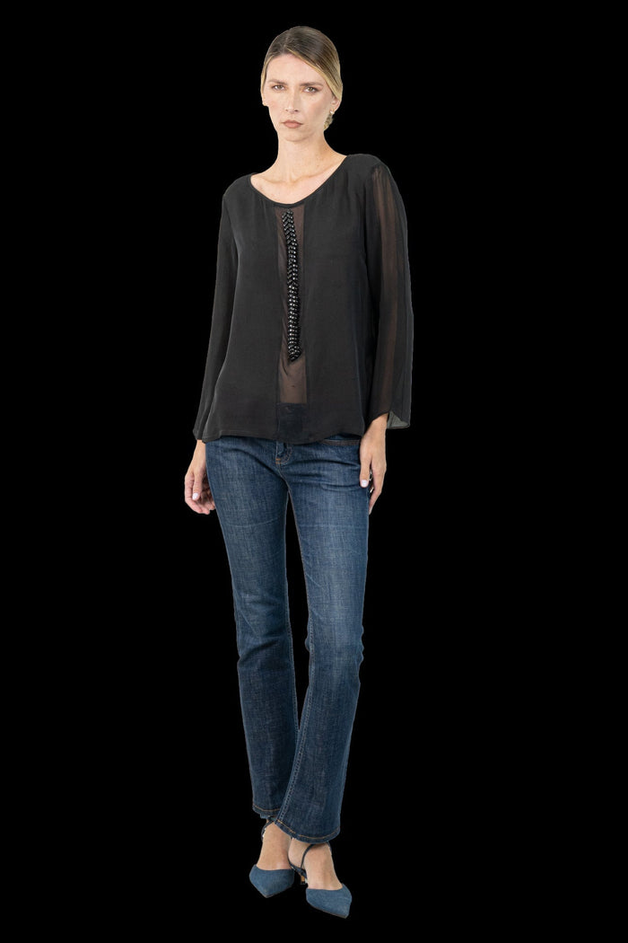 Blusa Preta Seda Blusa CRIS BARROS