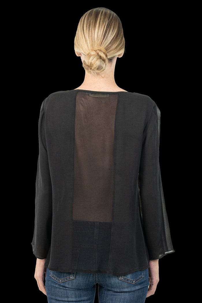 Blusa Preta Seda Blusa CRIS BARROS