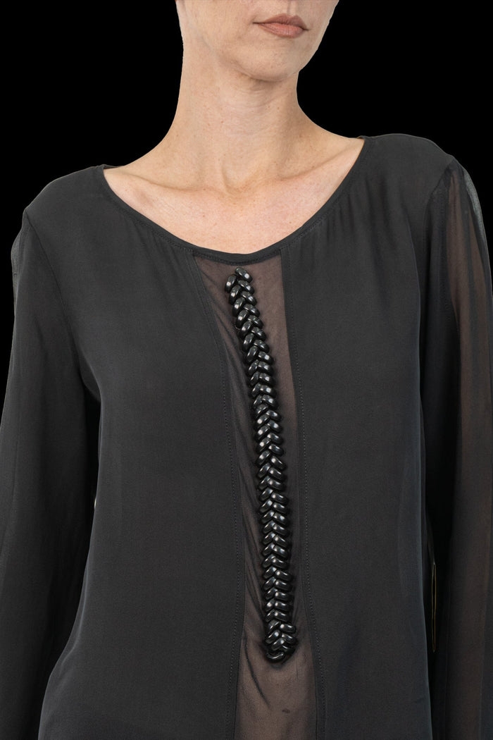 Blusa Preta Seda Blusa CRIS BARROS