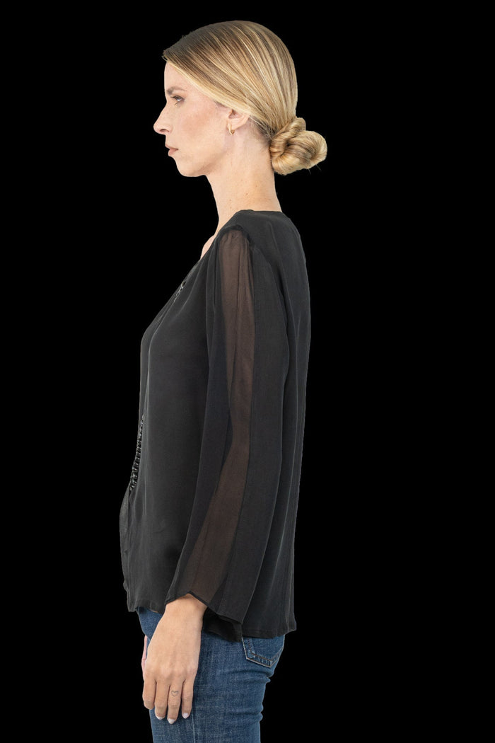 Blusa Preta Seda Blusa CRIS BARROS