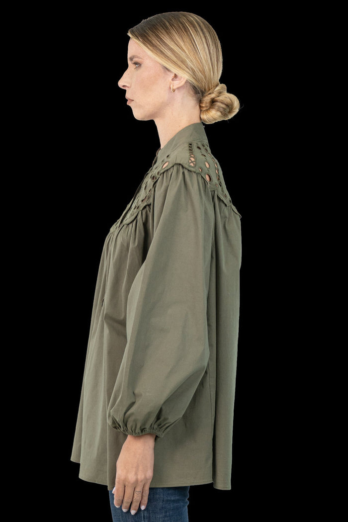 Blusa Verde Bordado Blusa MIXED