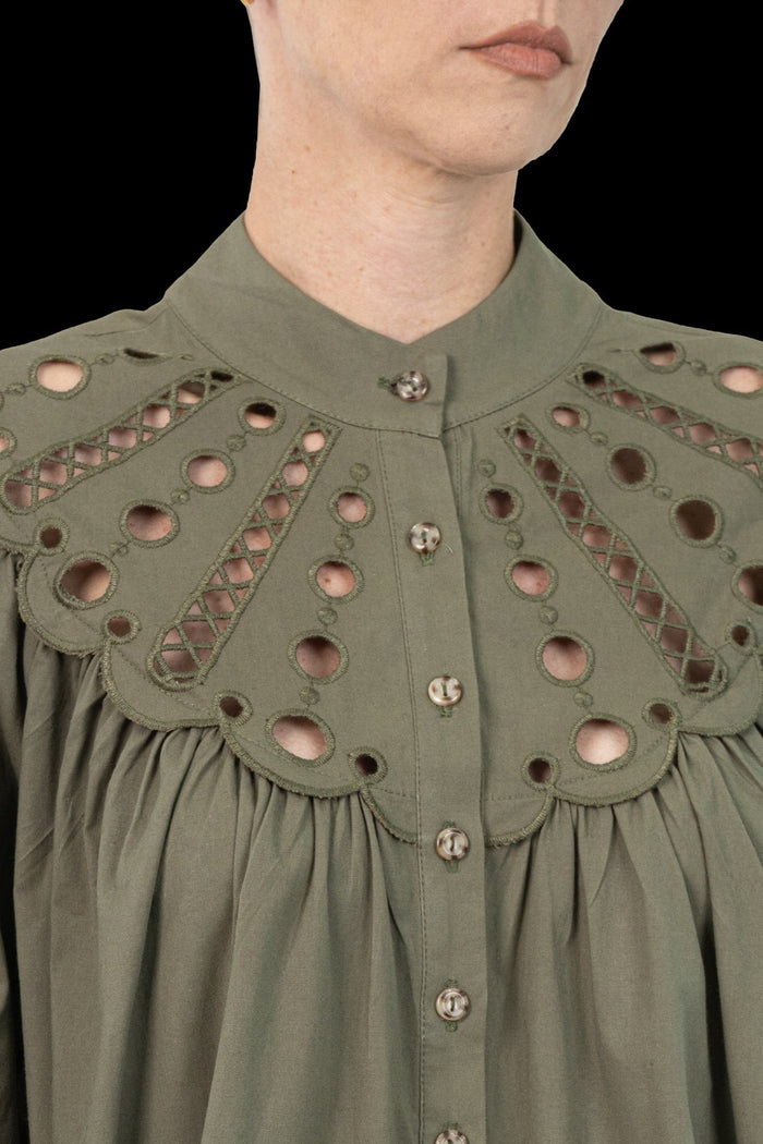 Blusa Verde Bordado Blusa MIXED