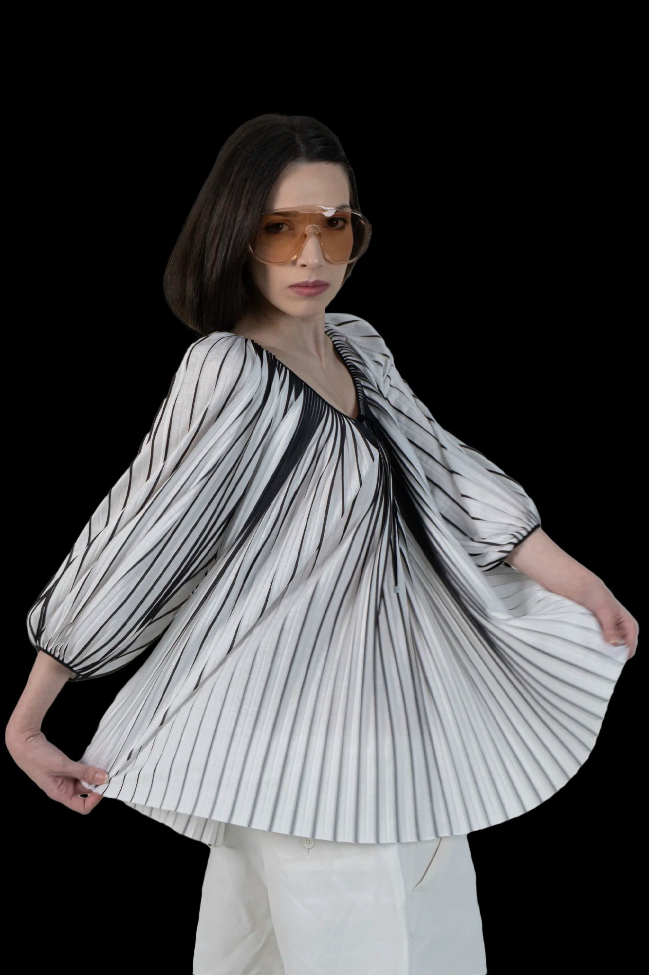 Blusa Bicolor Drapeada