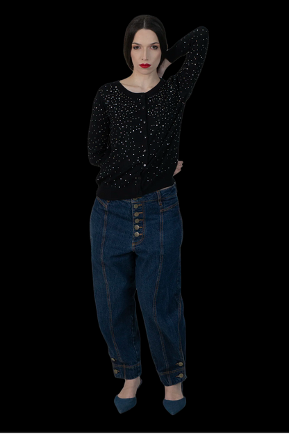 Cardigan Preto Brilho Carol Bassi