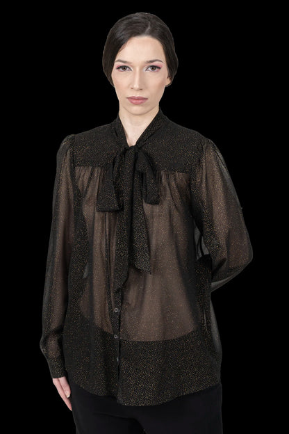 Camisa Preta Transparente Mango