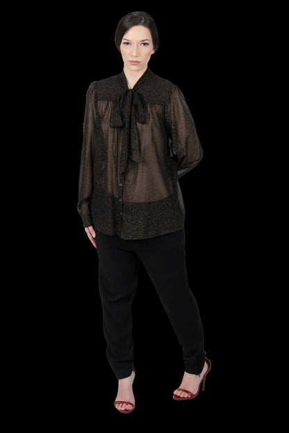 Camisa Preta Transparente Mango