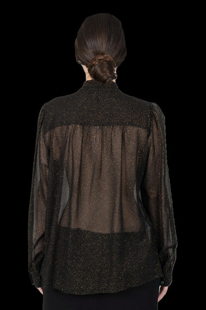 Camisa Preta Transparente Mango