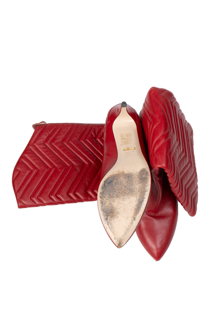 Bota Vermelha Couro Gucci