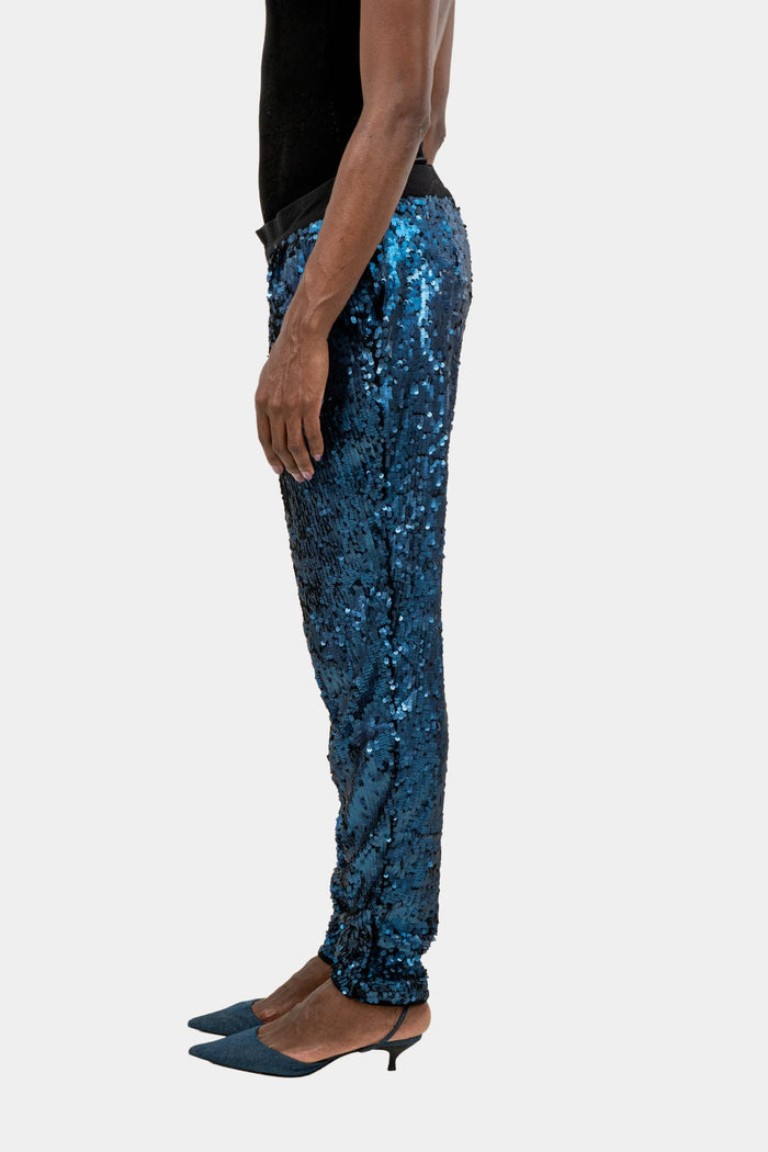 Calça Azul Paetê Calça Garimpo Adda
