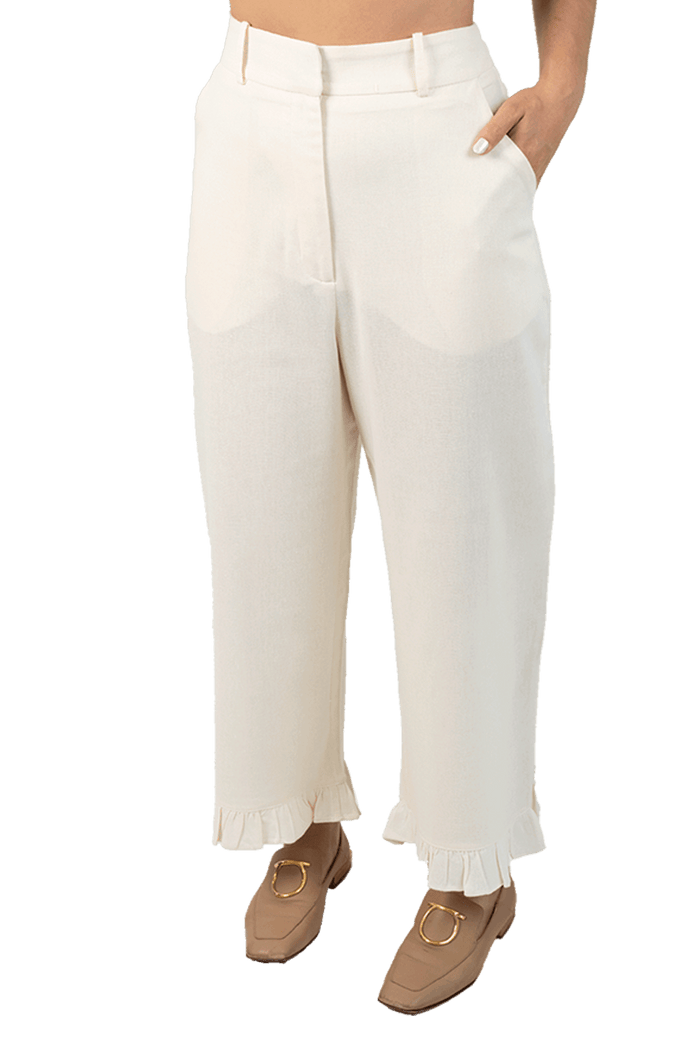 Calça Branca Detalhes Calça Garimpo Adda