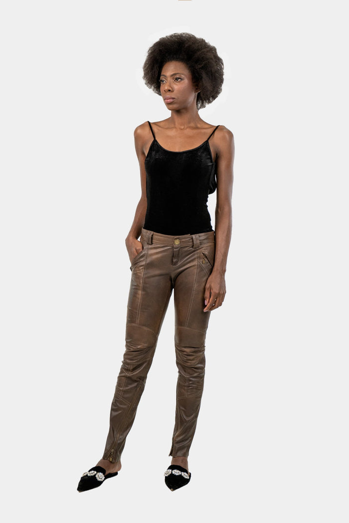 Calça Marrom Detalhe Calça Cris Barros