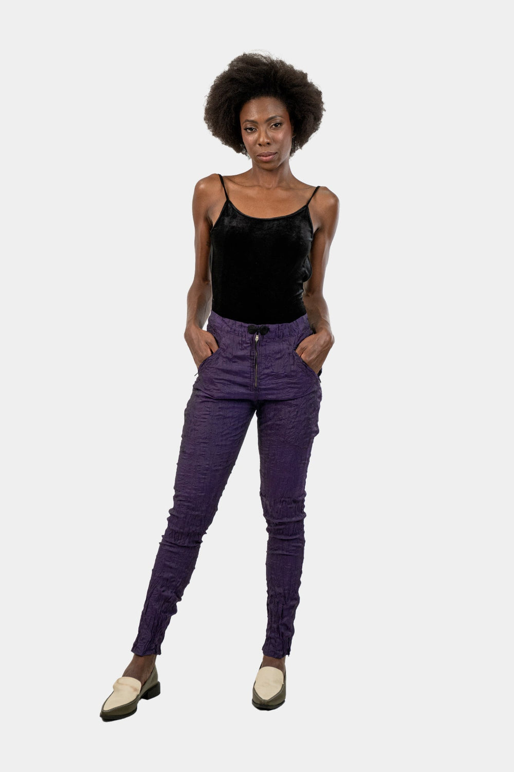 Calça Roxa Textura Calça Lino Ventura